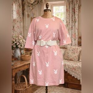 MISSGUIDED x PLAYBOY, Logo Oversized Pink T-Shirt Dress